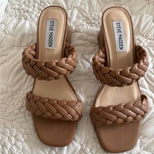 Steve Madden Tan Wedge Sandals with Braided Straps